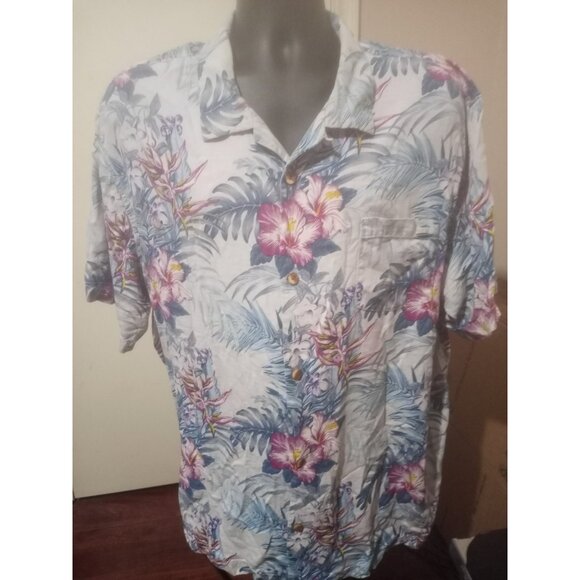Tommy Bahama Other - Mens Tommy Bahama 3XL Purple Blue Hawaiian Button Up Shirt Floral 100% Silk